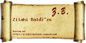 Zilahi Balázs névjegykártya